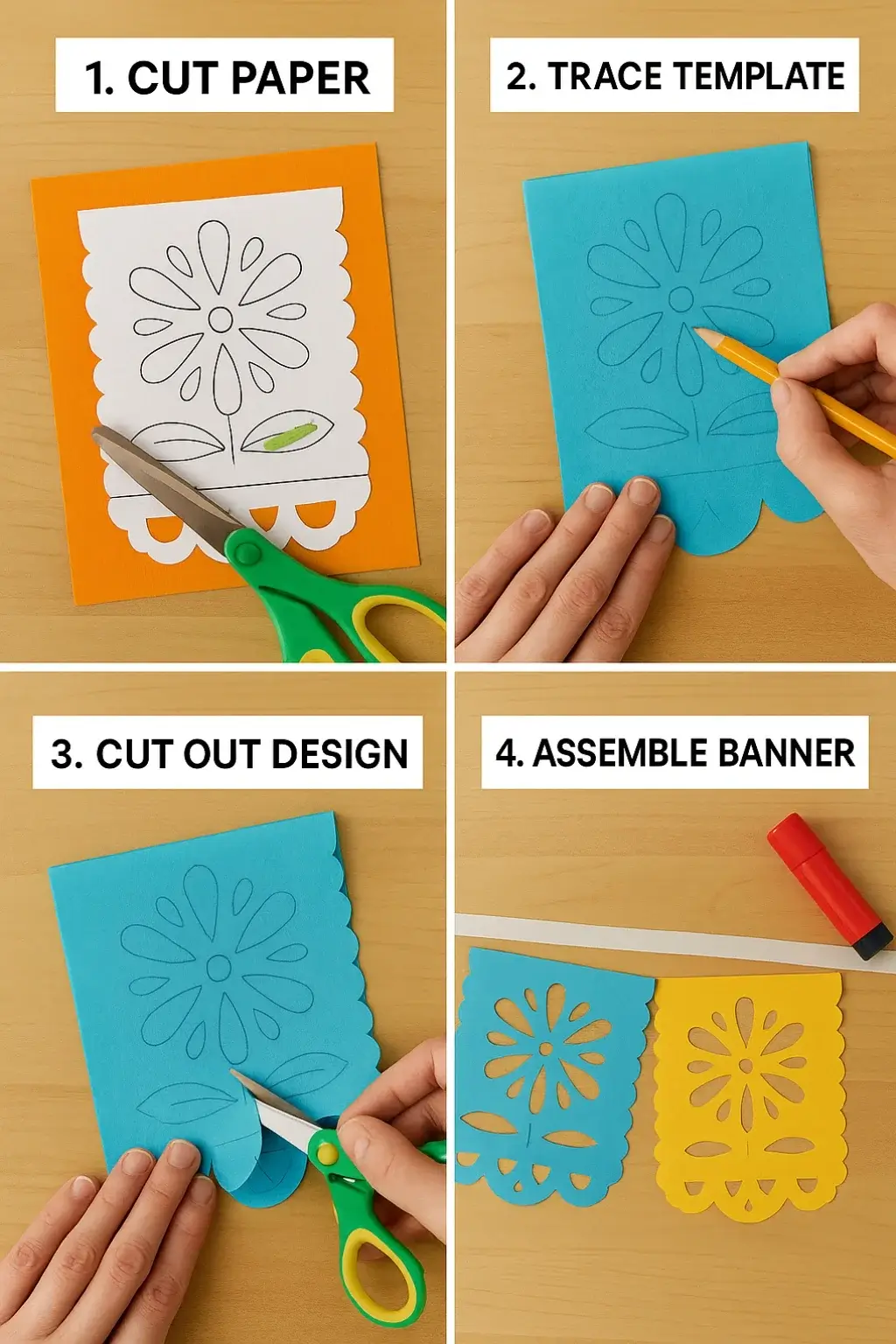 marigold papel picado design, Hispanic heritage flower craft