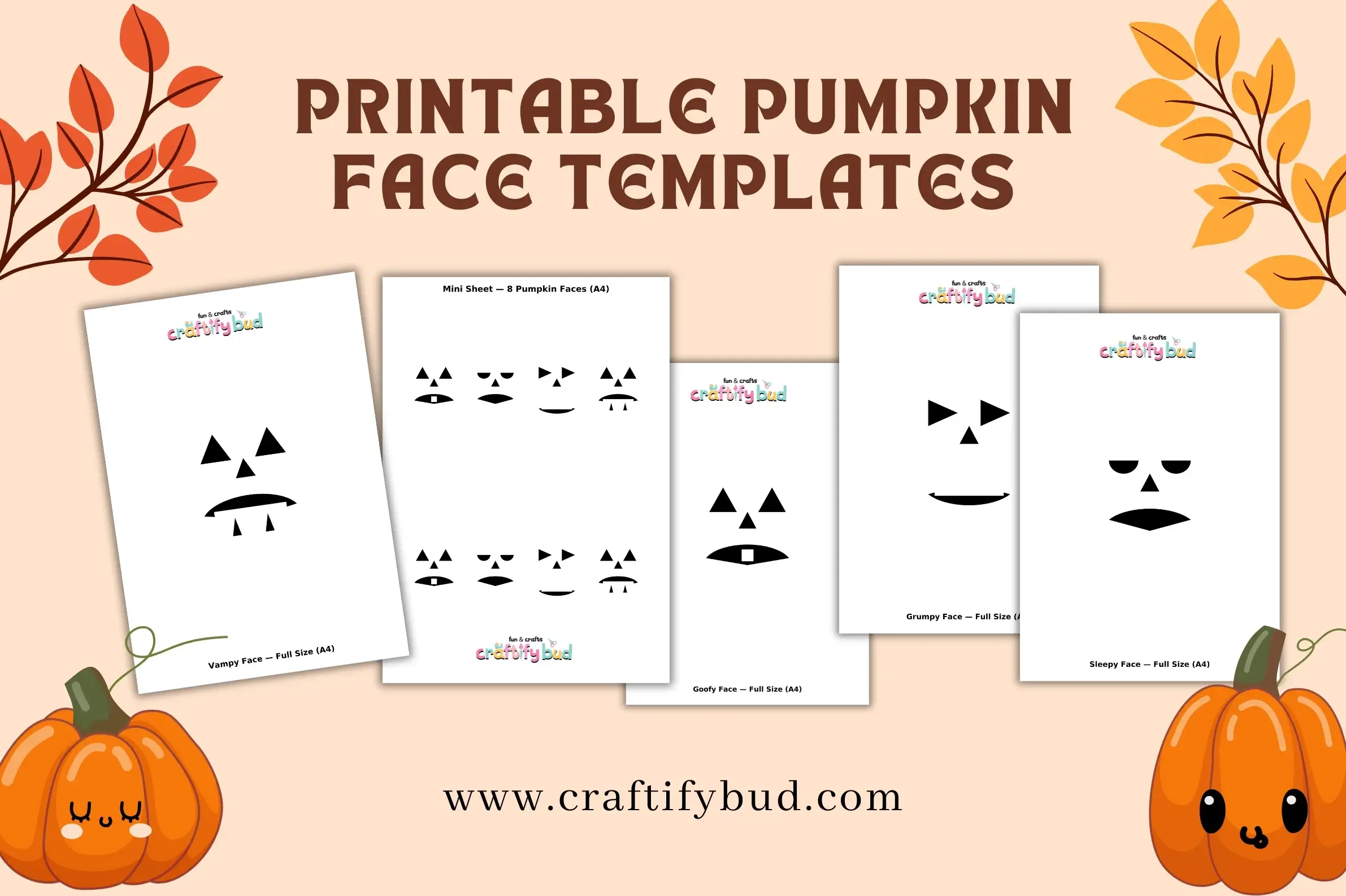 Using the Printable Pumpkin Face Templates