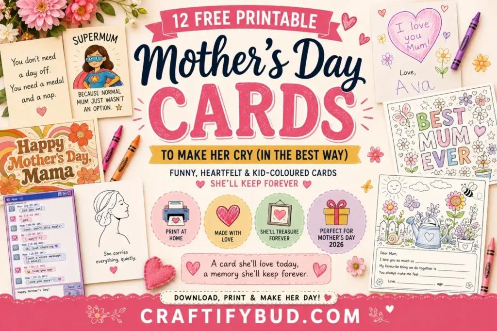 12 Free Printable Mother’s Day Cards 2026 — Download, Print & Give Her Something She’ll Actually Keep