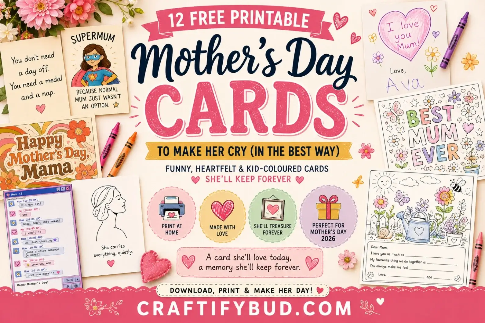 12 Free Printable Mother’s Day Cards 2026 — Download, Print & Give Her Something She’ll Actually Keep