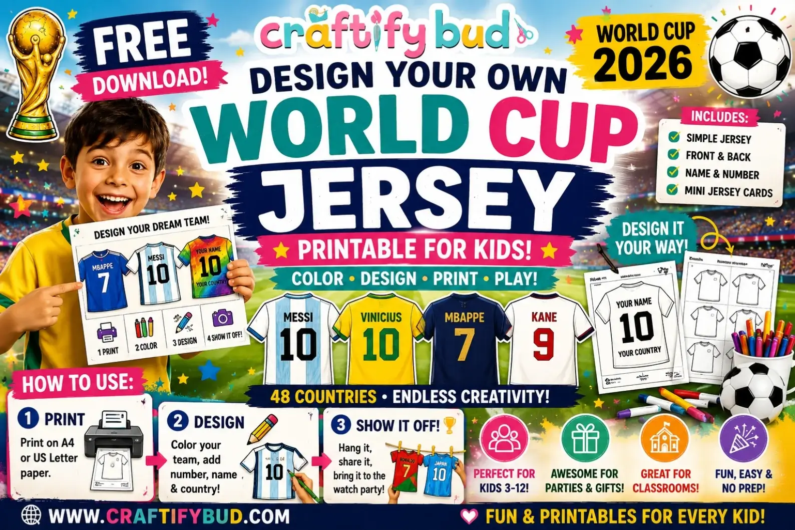 World Cup Team Jerseys Kids Can Design — Free Printable Template