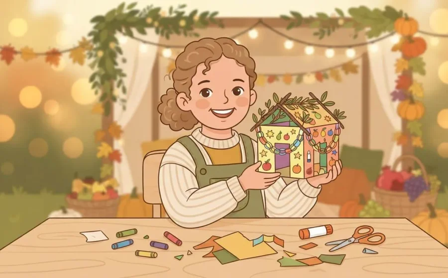 Free Printable Paper Sukkah Craft Template for Kids