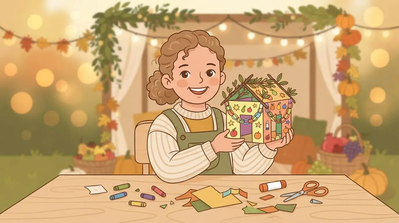Free Printable Paper Sukkah Craft Template for Kids