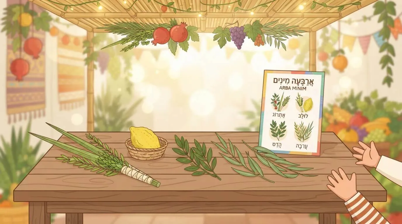The Four Species of Sukkot — Free Printable for Kids