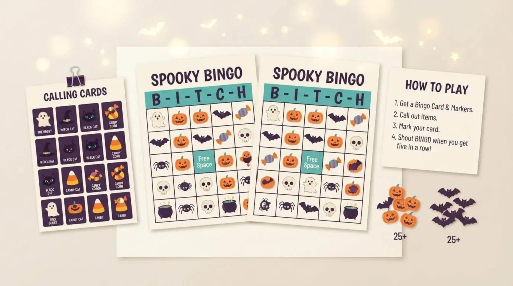 What is in the free Halloween bingo printable pack