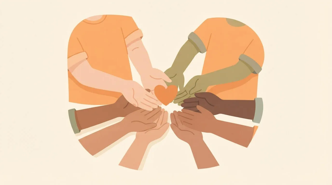 Children's hands holding an orange heart Every Child Matters
