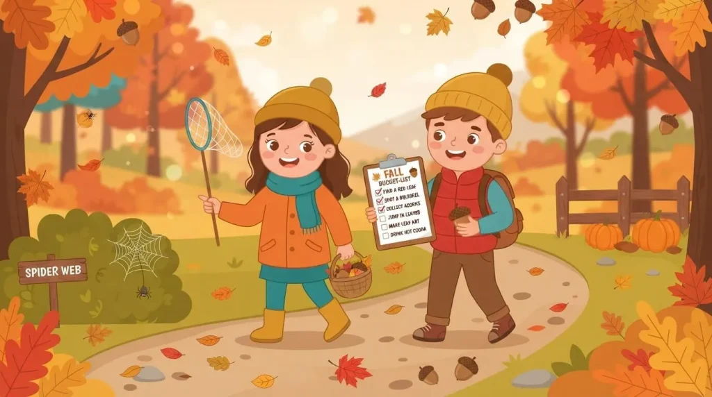Fall bucket list and signs of fall scavenger hunt printables