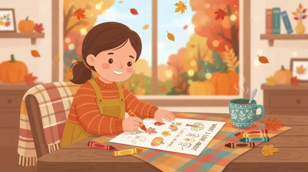 What I love about fall writing and drawing page for kids