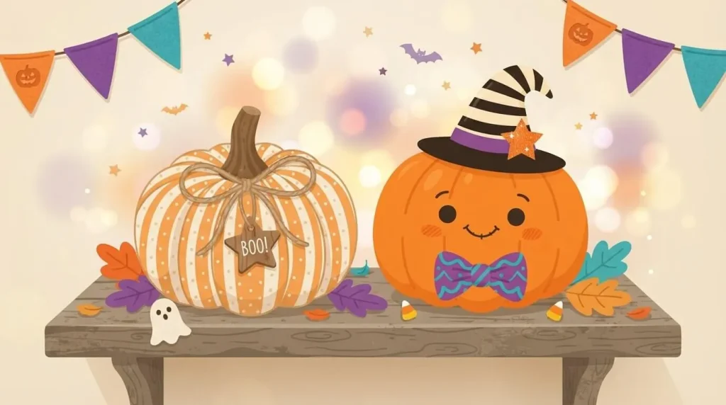Fabric wrapped and costume dress up pumpkins for kids
