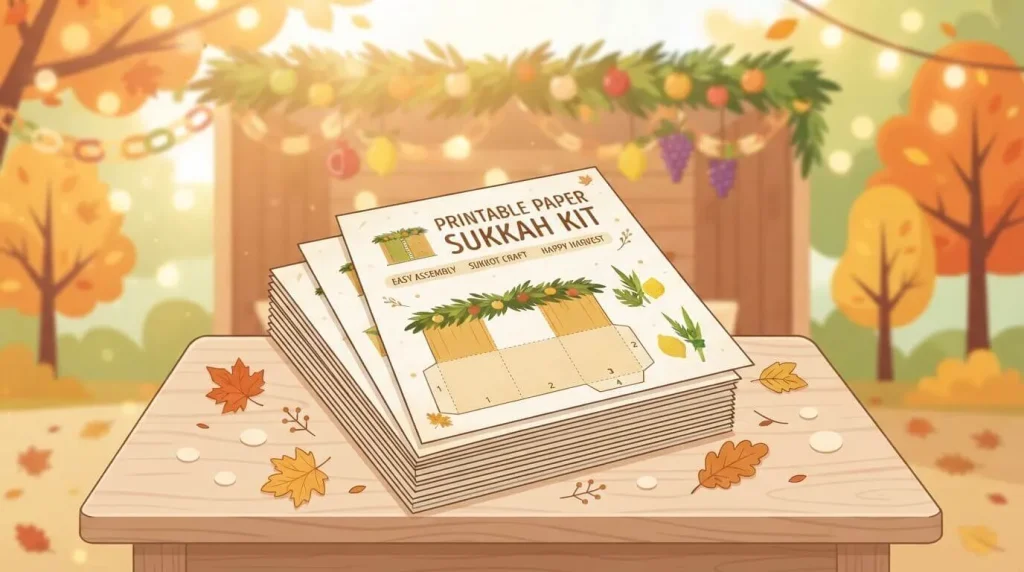 Free paper sukkah craft template PDF download
