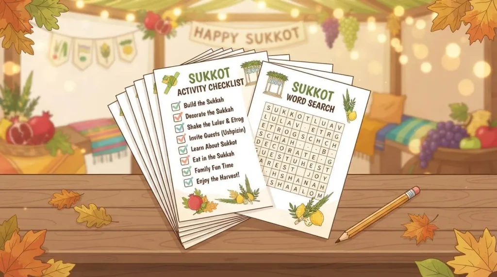 Free Sukkot activities printable pack PDF download
