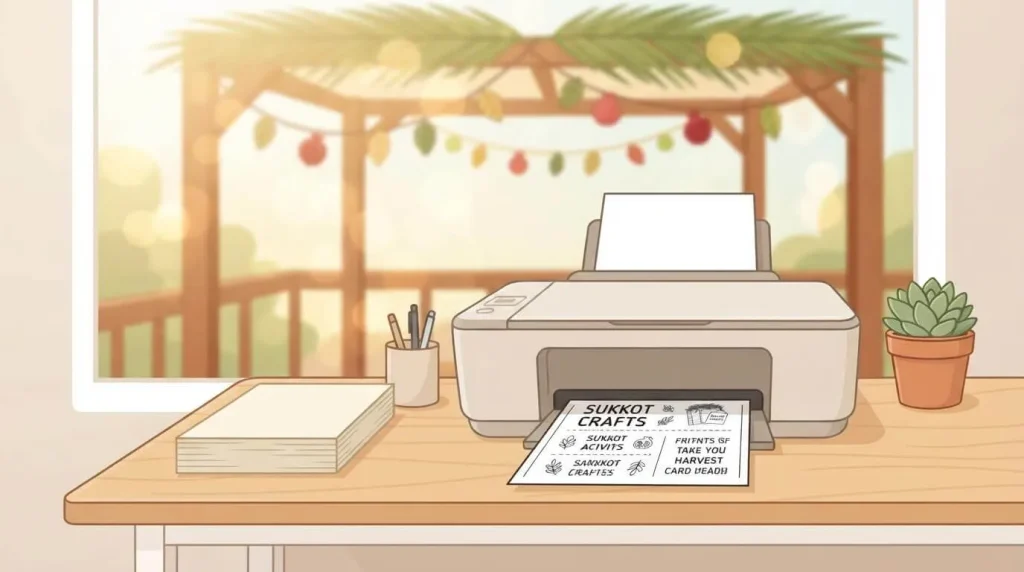 Printing free Sukkot printables at home on cardstock
