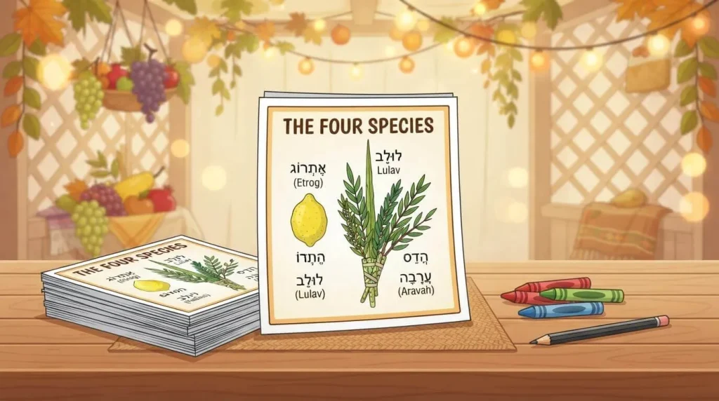 Free four species of Sukkot printable PDF download
