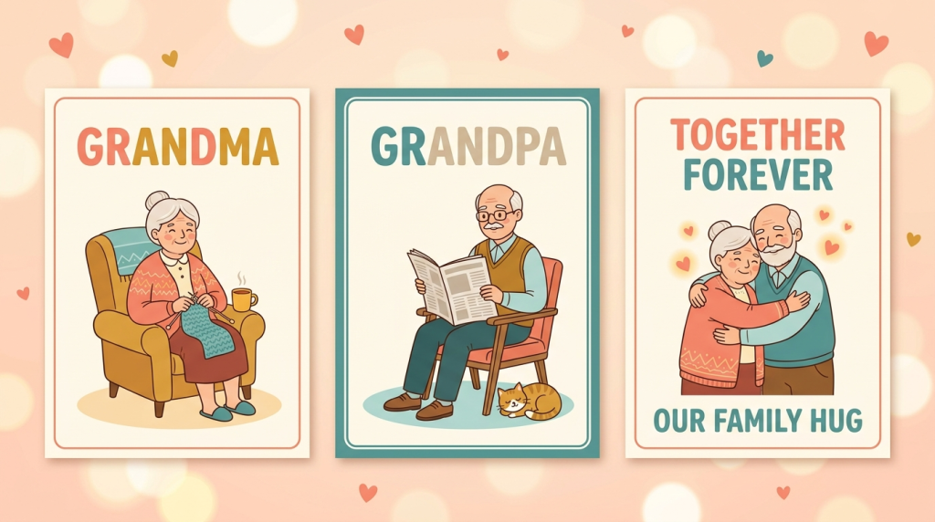 Grandma grandpa and together grandparents day coloring pages