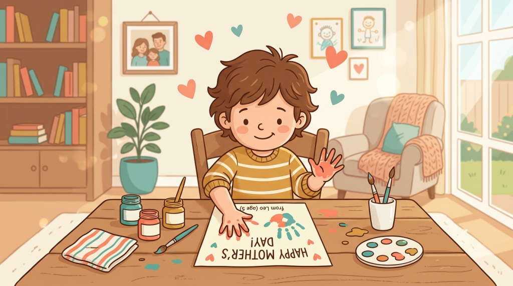 Making a handprint grandparents day keepsake card