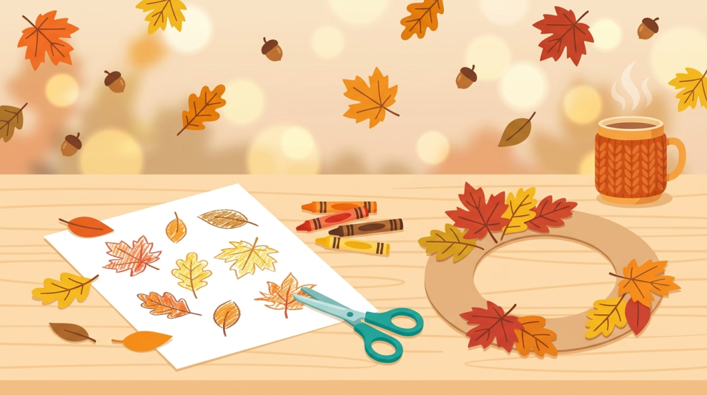 Paper leaf crafts with free printable templates for kids