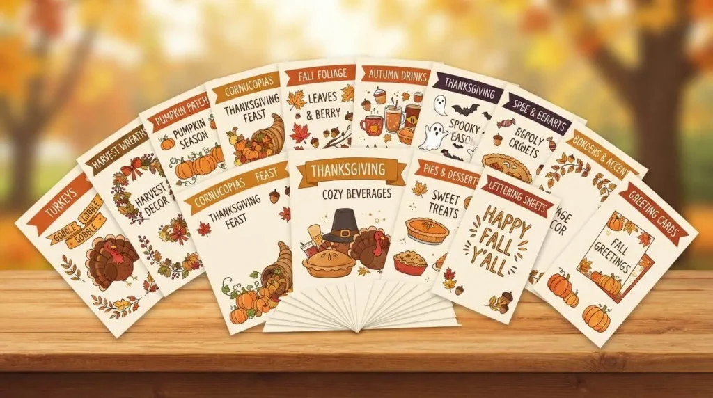 All 10 Thanksgiving coloring pages shown together
