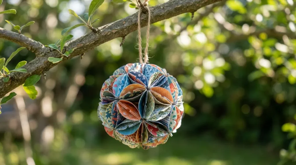 3D paper ball ornament made from folded circles