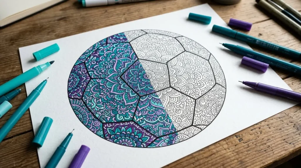  Mandala soccer ball coloring page for older kids and adults