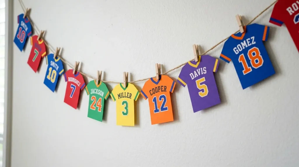 Soccer jersey bunting, one of the team soccer crafts for kids
