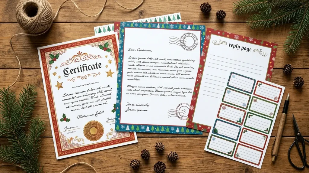 Pages from the free letter to Santa template pack