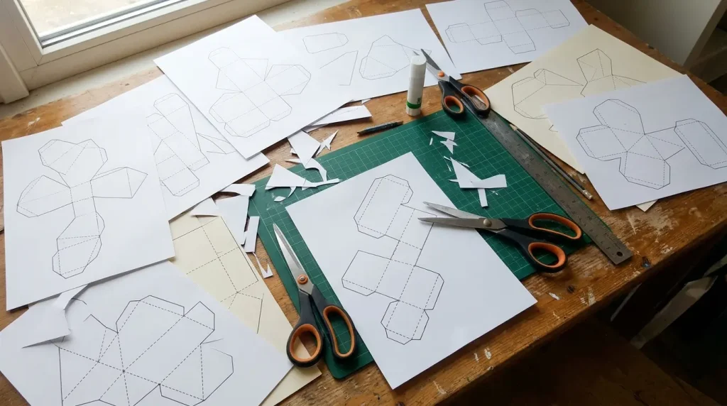 Free templates for Hanukkah crafts for kids, spread out with scissors