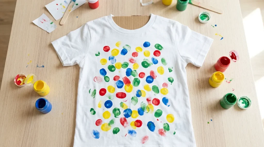Fingerprint spot T-shirt, one of the Children in Need activities for spotty day