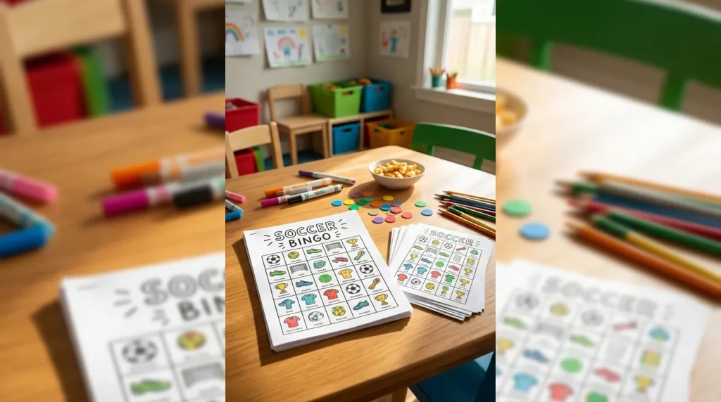 Free soccer bingo PDF printed and stapled