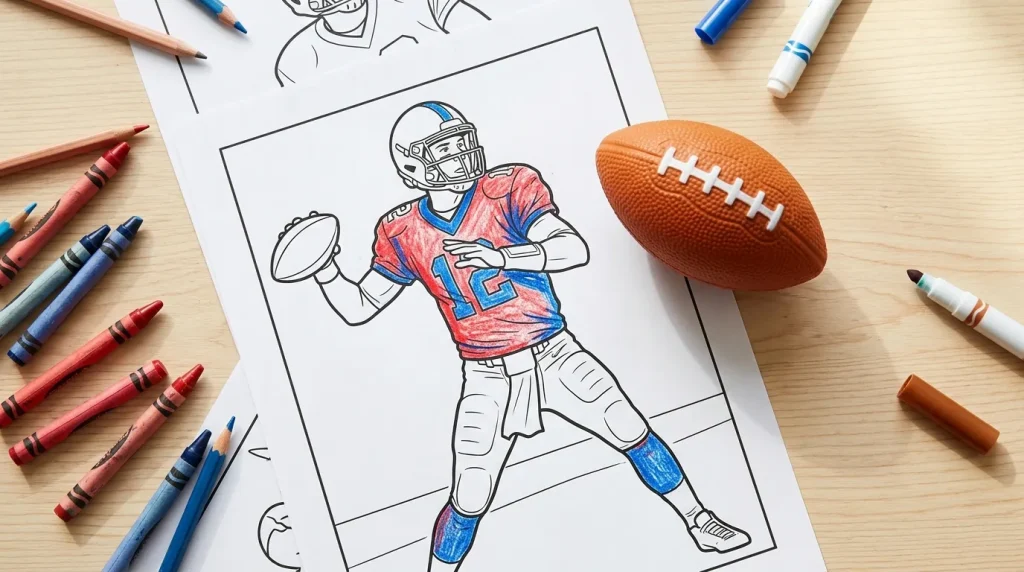 Soccer goalkeeper diving coloring page colored in green and orange